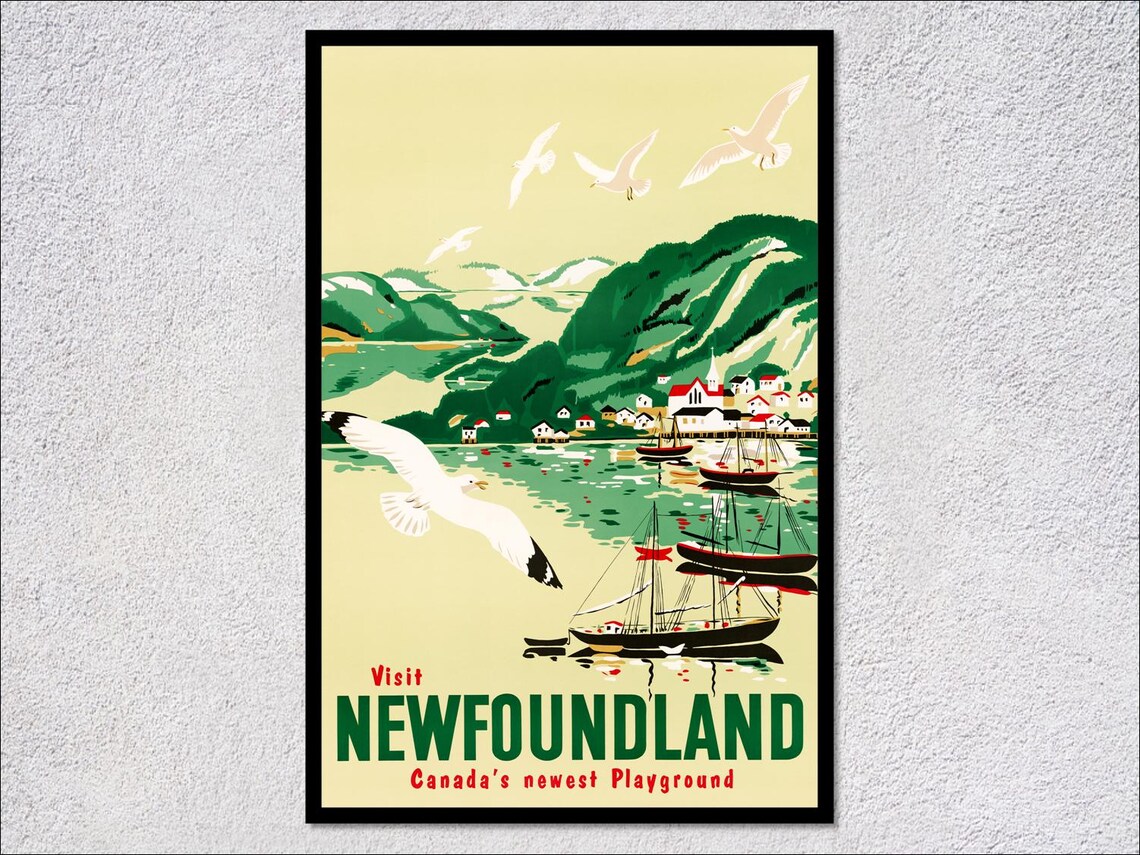 Newfoundland Vintage Travel Poster, Atlantic Canada