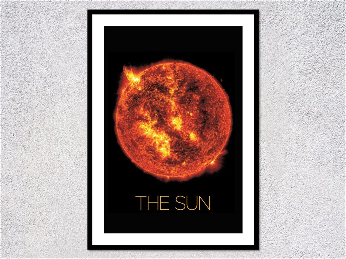The Sun Fiery Solar Surface Flares Astronomy Space Photo Wall Art