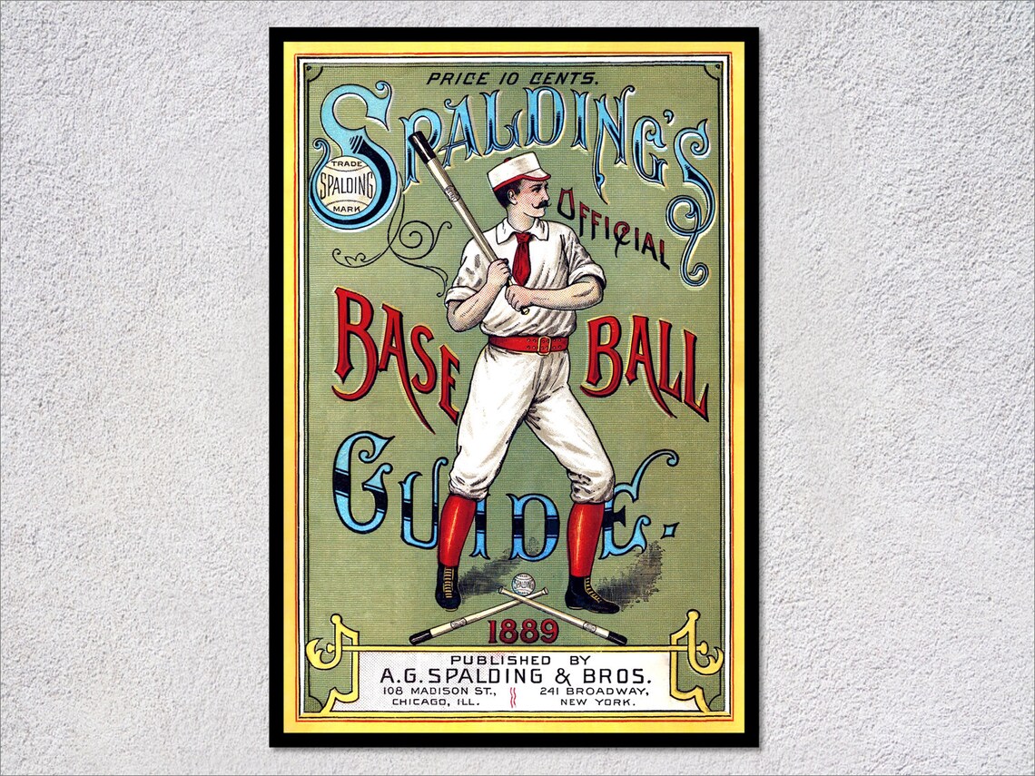 Spaldings 1889 Vintage Baseball Guide Poster Print