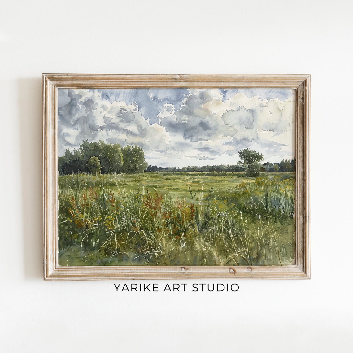 Vintage Country Oil Painting Vintage Landscape Art Print Vintage Farmhouse Wall Art Green Landscape Painting 652