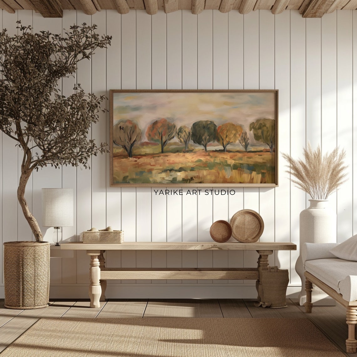 Autumn Trees Golden Field Soft Impressionist Fall Landscape Poster - Image 2