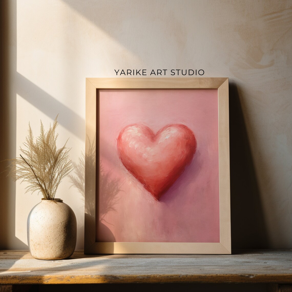 Soft Pink Painted Heart On Blush Background Sweet Love Poster - Image 3
