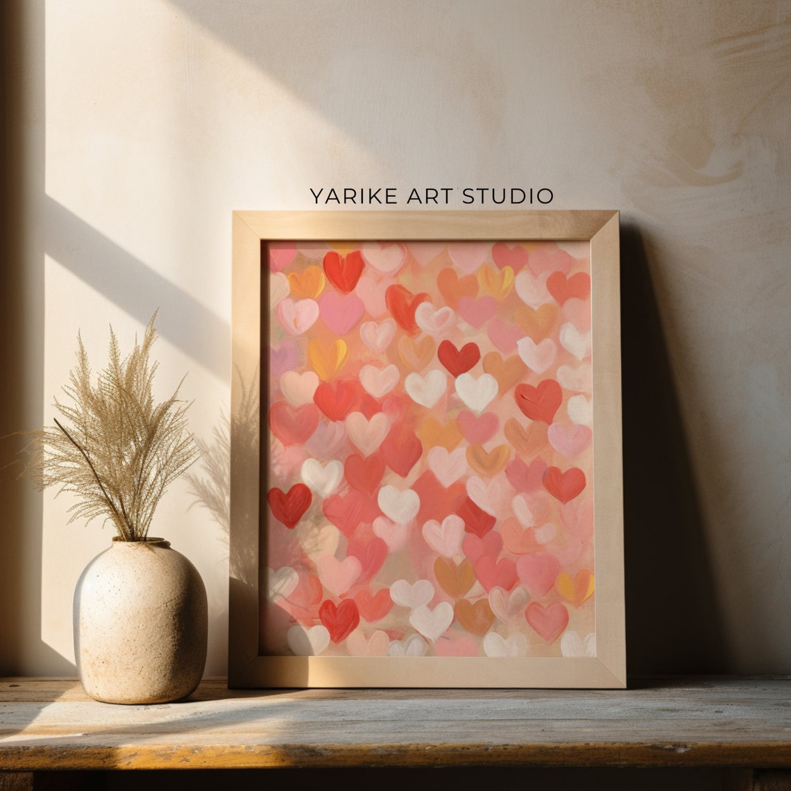 Pattern Of Painted Hearts In Red Pink Orange Valentine Poster - Image 3