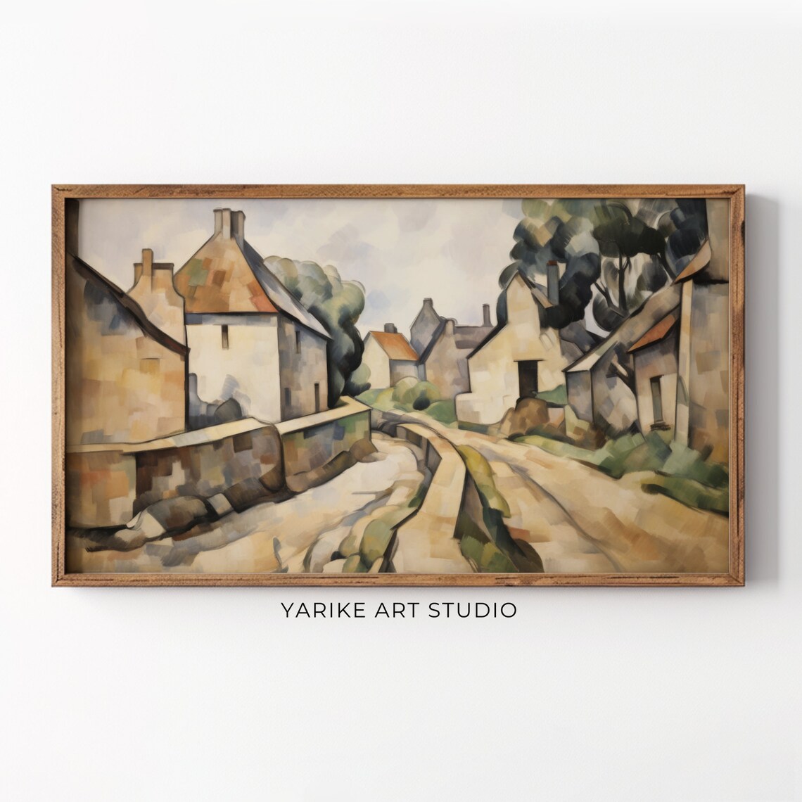 Summer Village Frame Tv Art Vintage Summer Frame Tv Screensaver Neutral Holiday Autumn Town Landscape Painting Folk Art Frame Tv Art 42