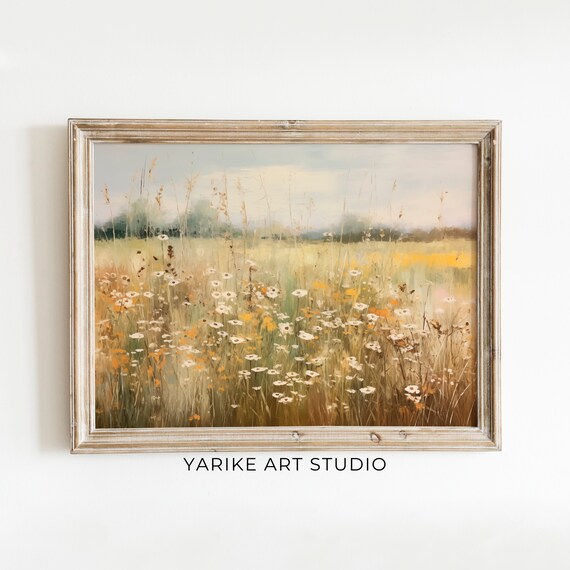 Autumn Wildflower Meadow Golden Daisy Field Landscape Poster