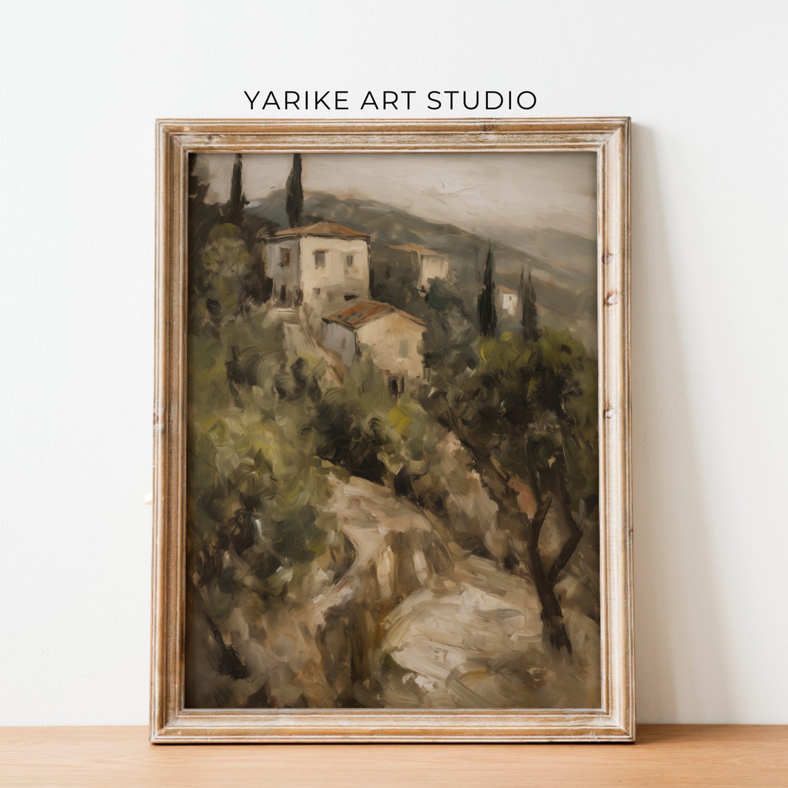 Italian Antique Landscape Painting Vintage Italian Wall Art Rustic Farmhouse Decor Oil Painting Print Yarike 206 Ai - Image 4