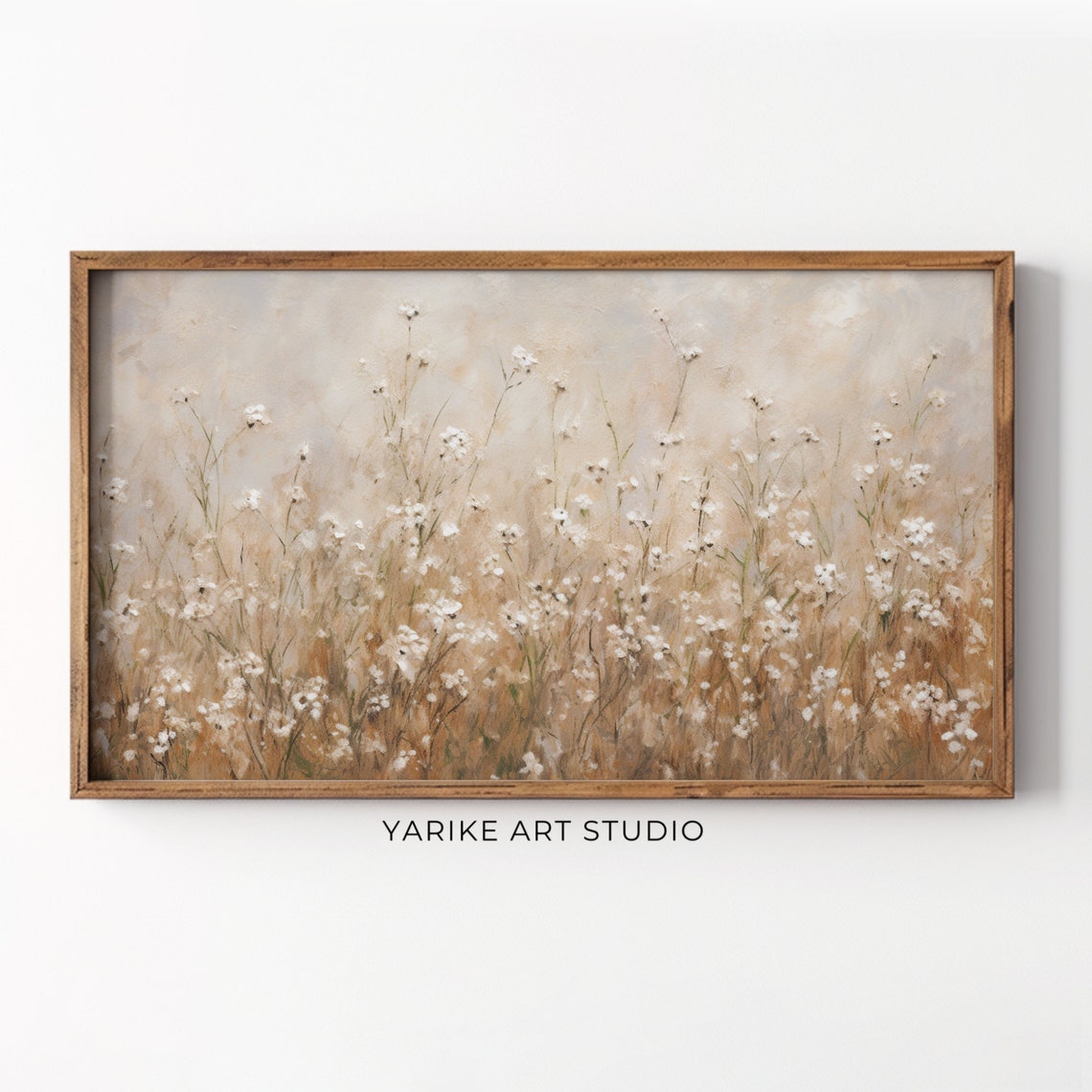 White Wildflower Field Warm Beige Delicate Spring Meadow Poster