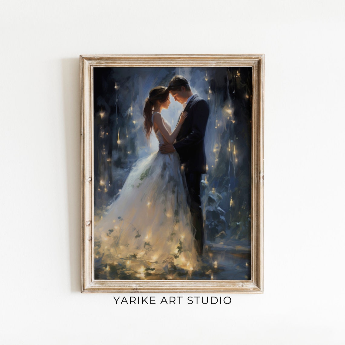 Romantic Couple Dancing Under Night Lights Enchanted Love Poster