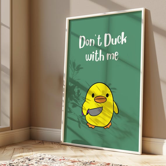 Funny Duck Meme Poster Wall Art Trendy Home Decor Humor Gift For Gamers Lovers