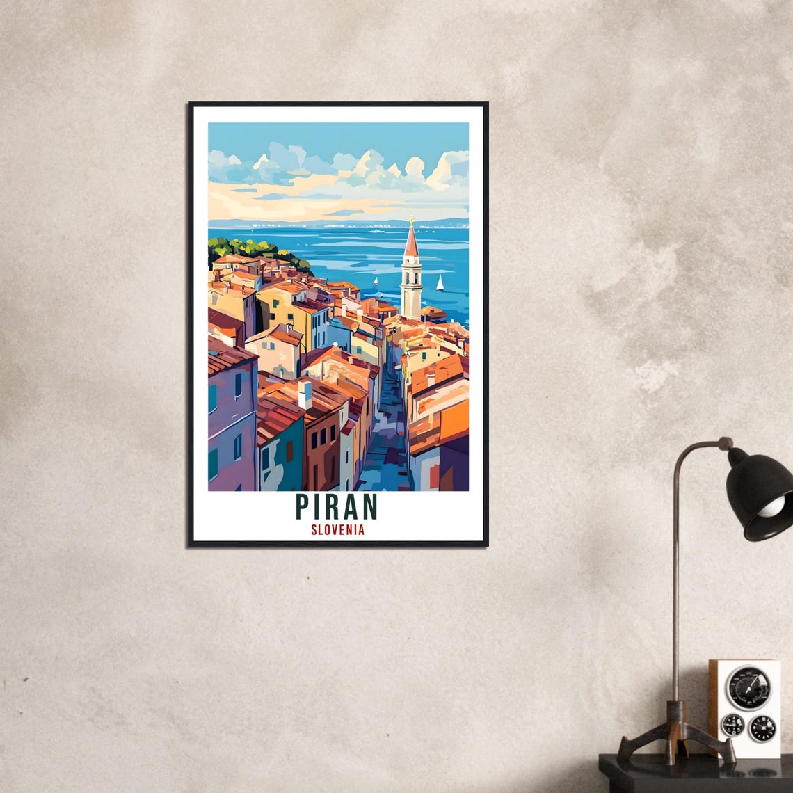 Piran Travel Print Slovenia Home Decor Piran Wall Art Gift Wall Hanging Art Lover Piran Slovenia Artwork Travel Poster Slovenia Travel Art - Image 3