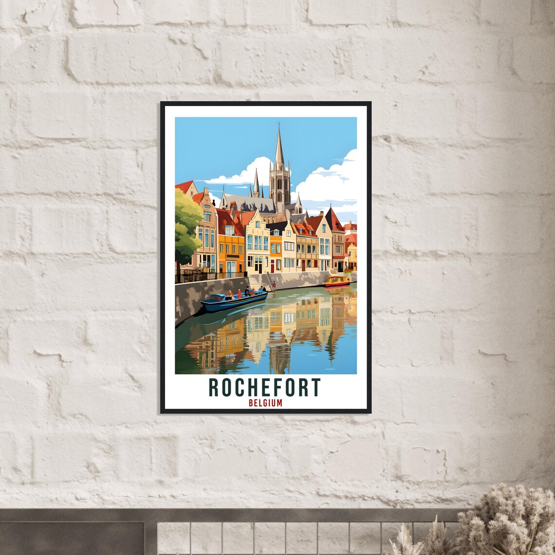 Rochefort Belgium Canal Travel Poster Vintage Cityscape Artwork - Image 2