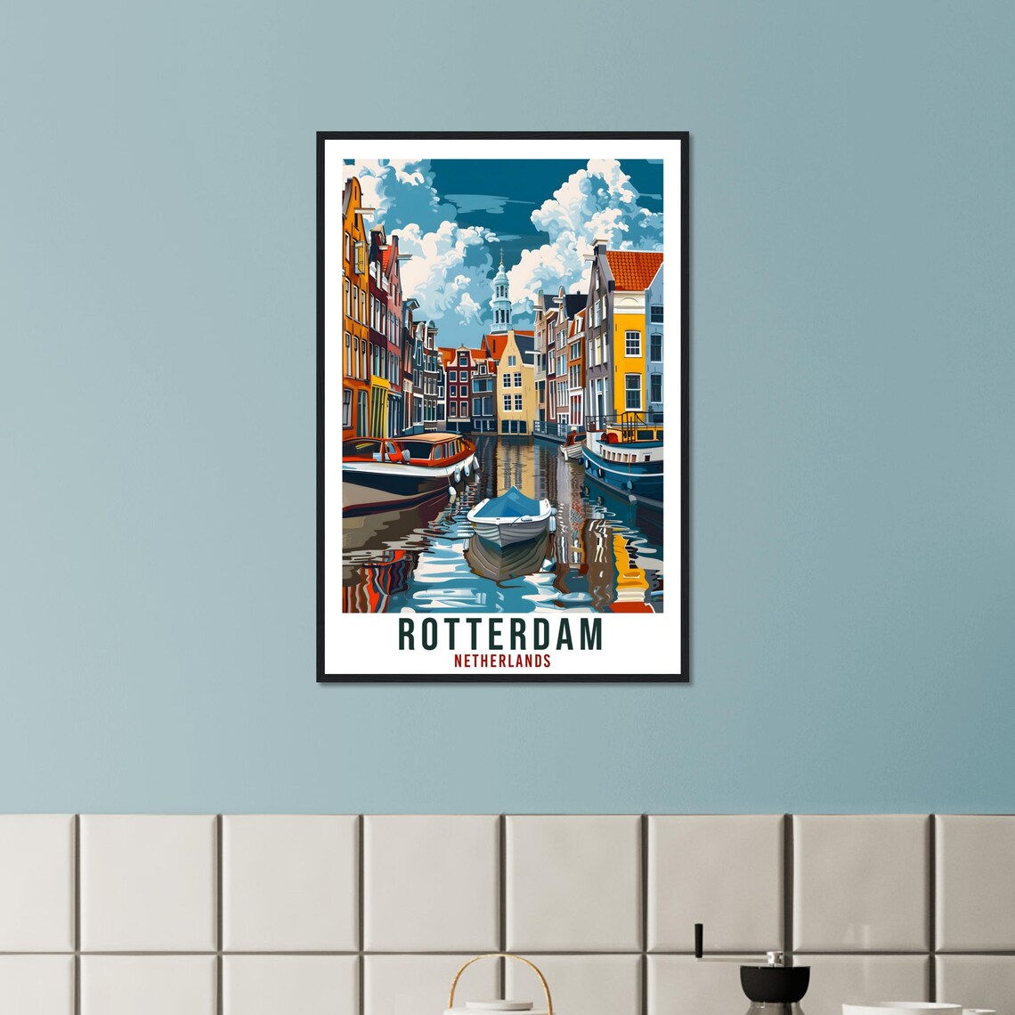 Rotterdam Netherlands Colorful Canal Boats Old Port Travel Poster - Image 3