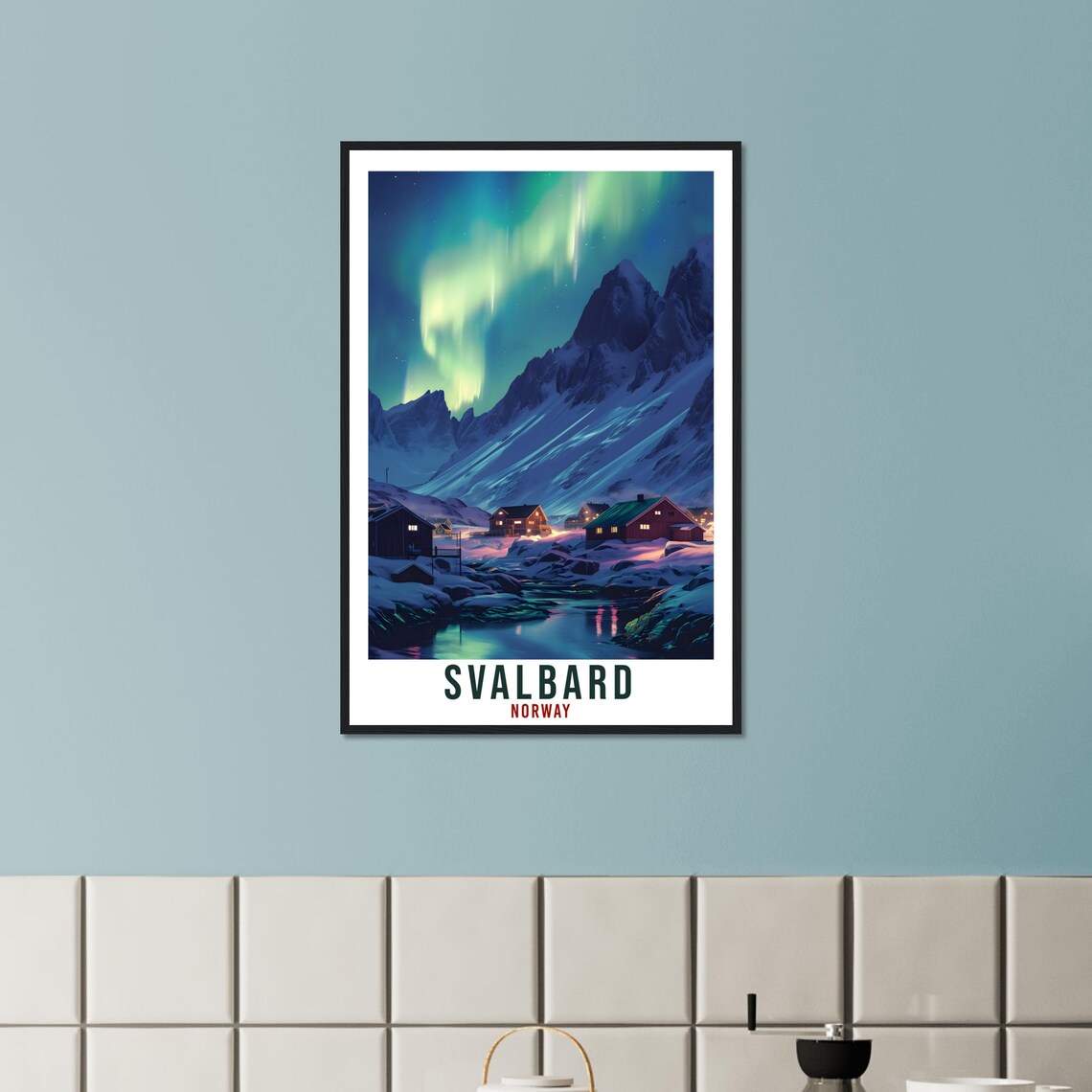 Svalbard Travel Poster, Norway Northern Lights Landscape - Image 2