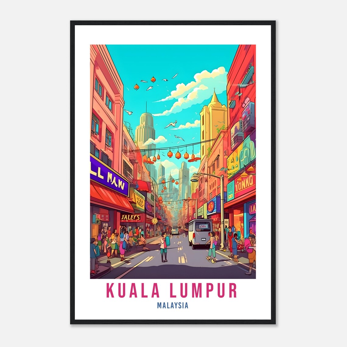 Kuala Lumpur Malaysia Bustling Lantern Street City Life Travel Poster - Image 4