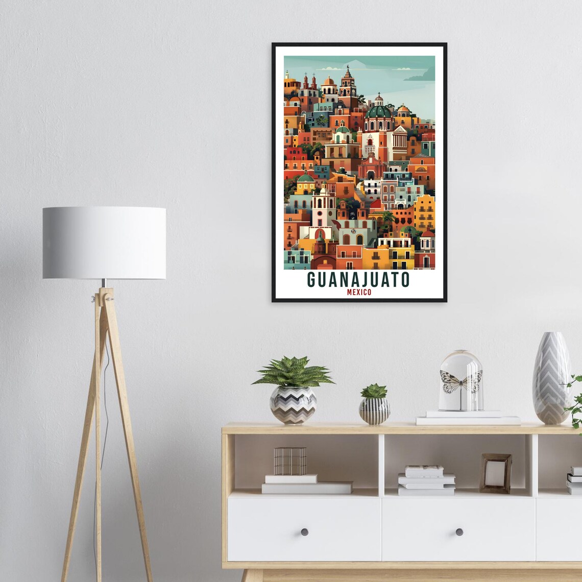 Guanajuato Mexico Illustrated Colorful Old Town Cityscape Travel Poster - Image 3