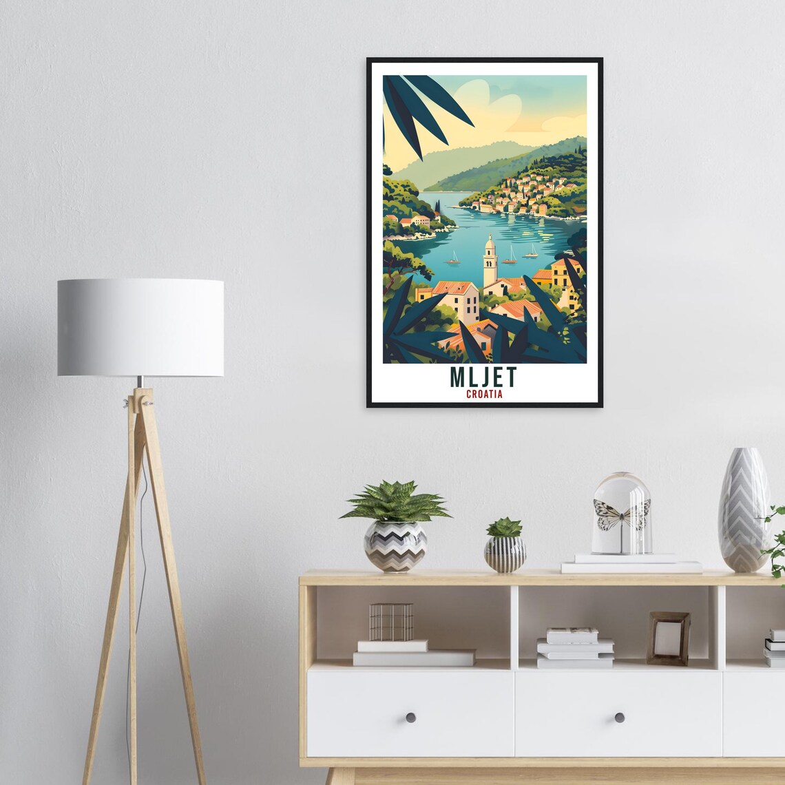 Mljet Croatia Vintage Travel Poster Island Bay and Church View - Image 3