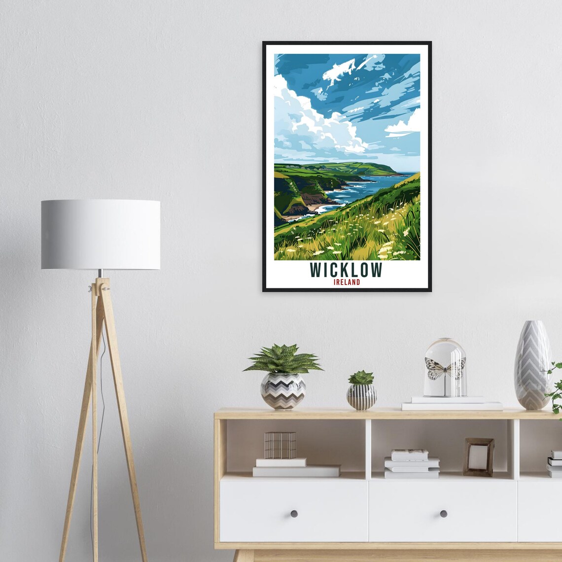 Wicklow Ireland Emerald Coastal Hills and Cove Travel Poster - Image 2