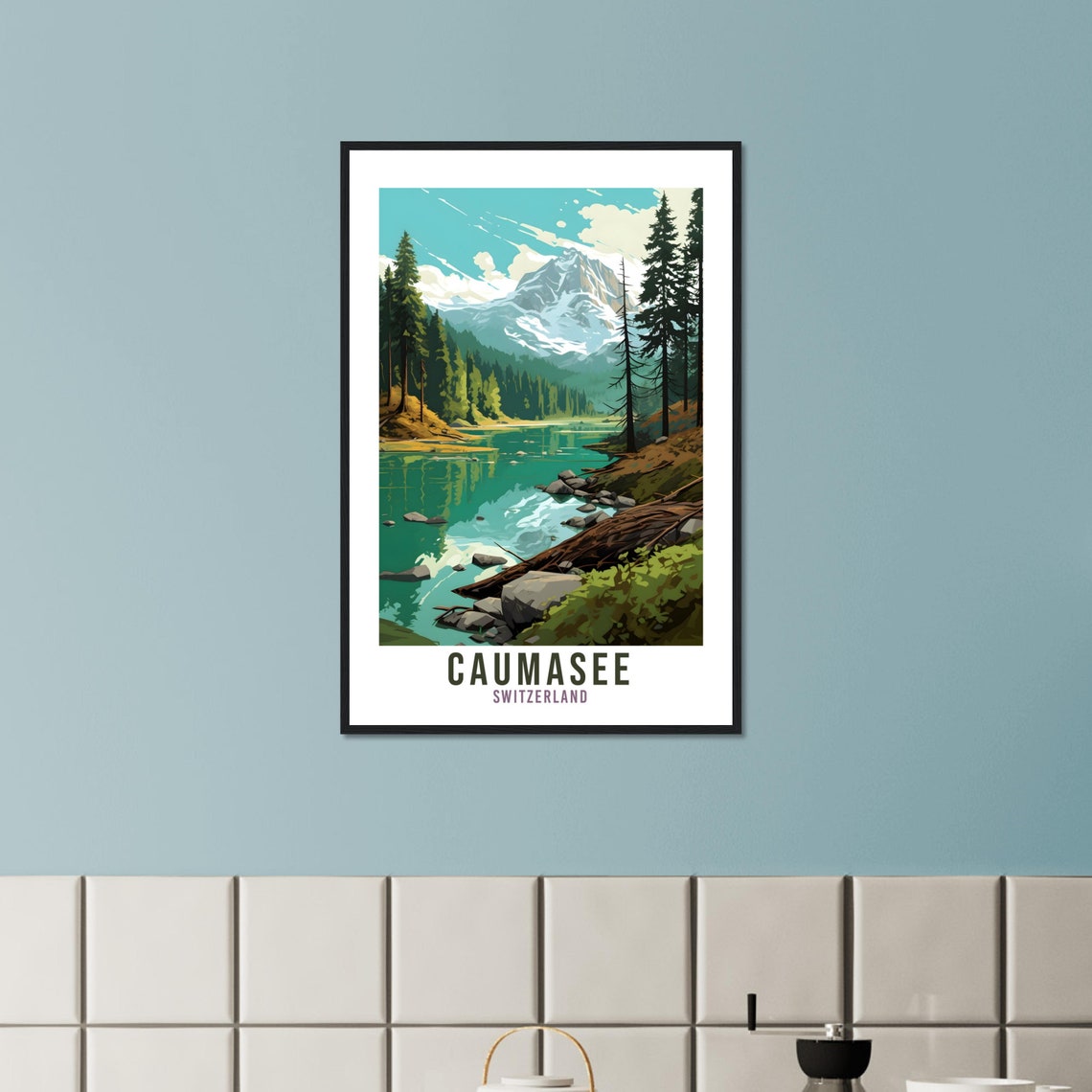 Caumasee Travel Print Wall Art Switzerland Caumasee Art Print Travel Poster Landscape Artwork Caumasee Travel Poster Switzerland Travel Art - Image 3