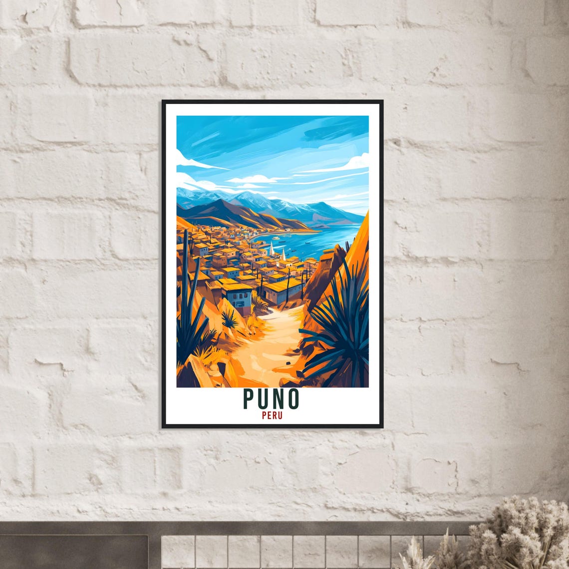 Puno Peru Andean Lake Town Vintage Travel Illustration Poster - Image 2