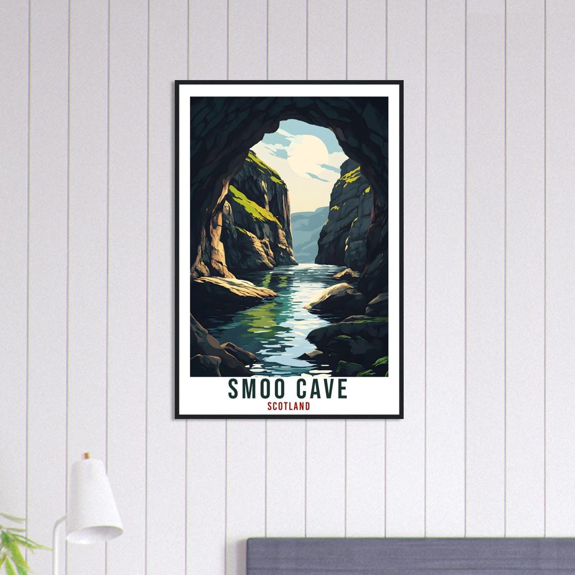 Smoo Cave Scotland Sea Cave Green Cliffs Retro Travel Poster - Image 3