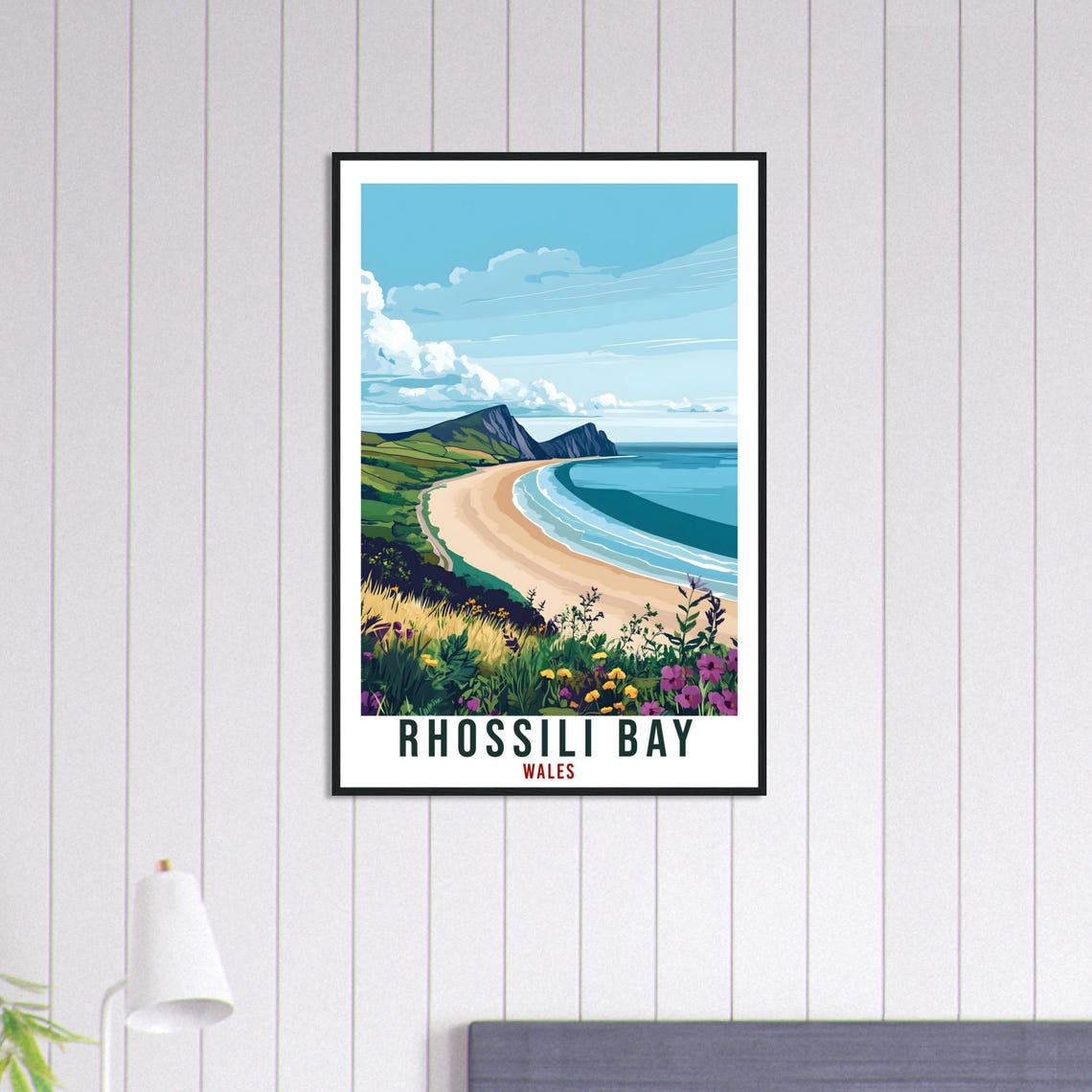 Rhossili Bay Wales Sandy Beach Headland Coastal Travel Poster - Image 3