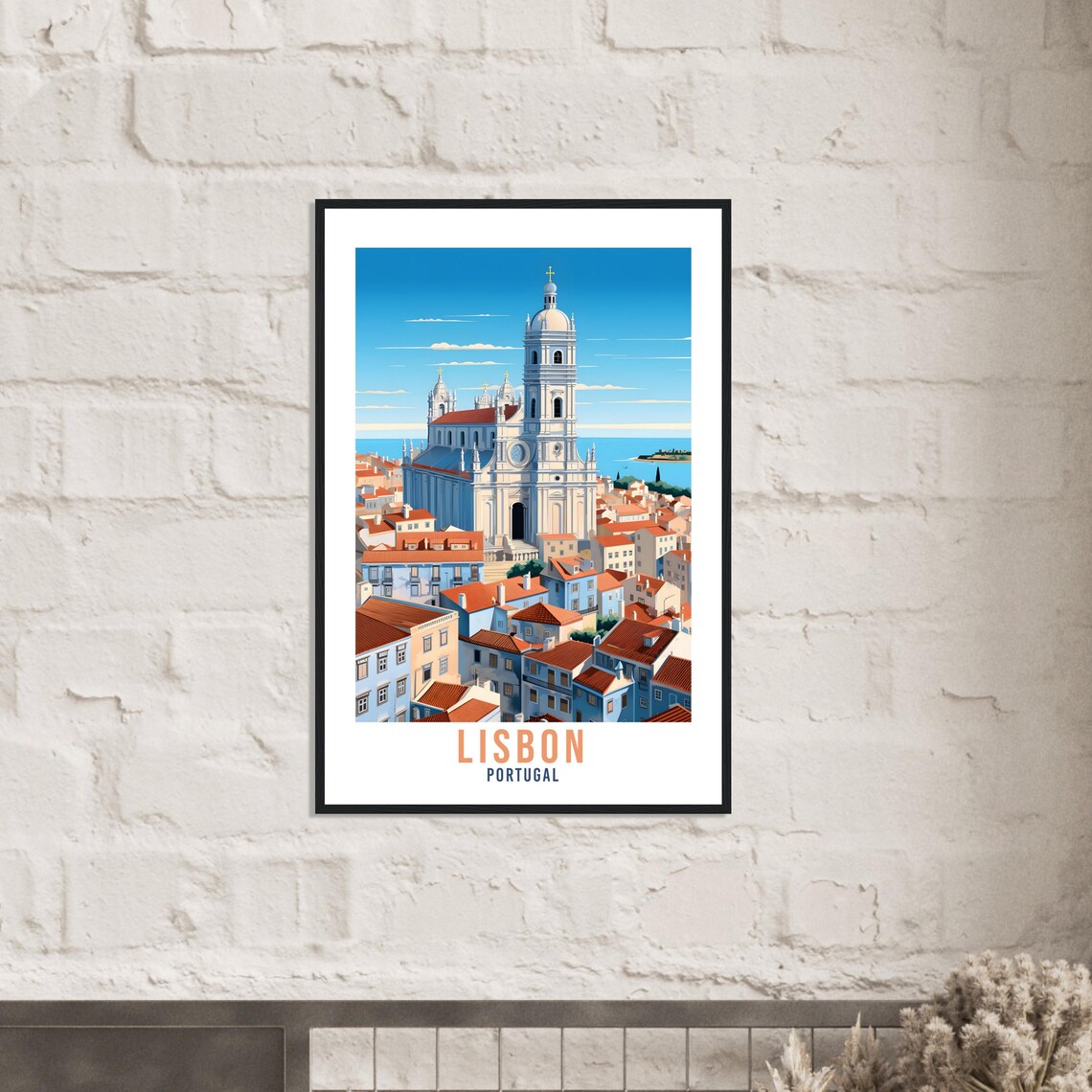 Lisbon Portugal Church Rooftops River View Historic Travel Poster - Image 3