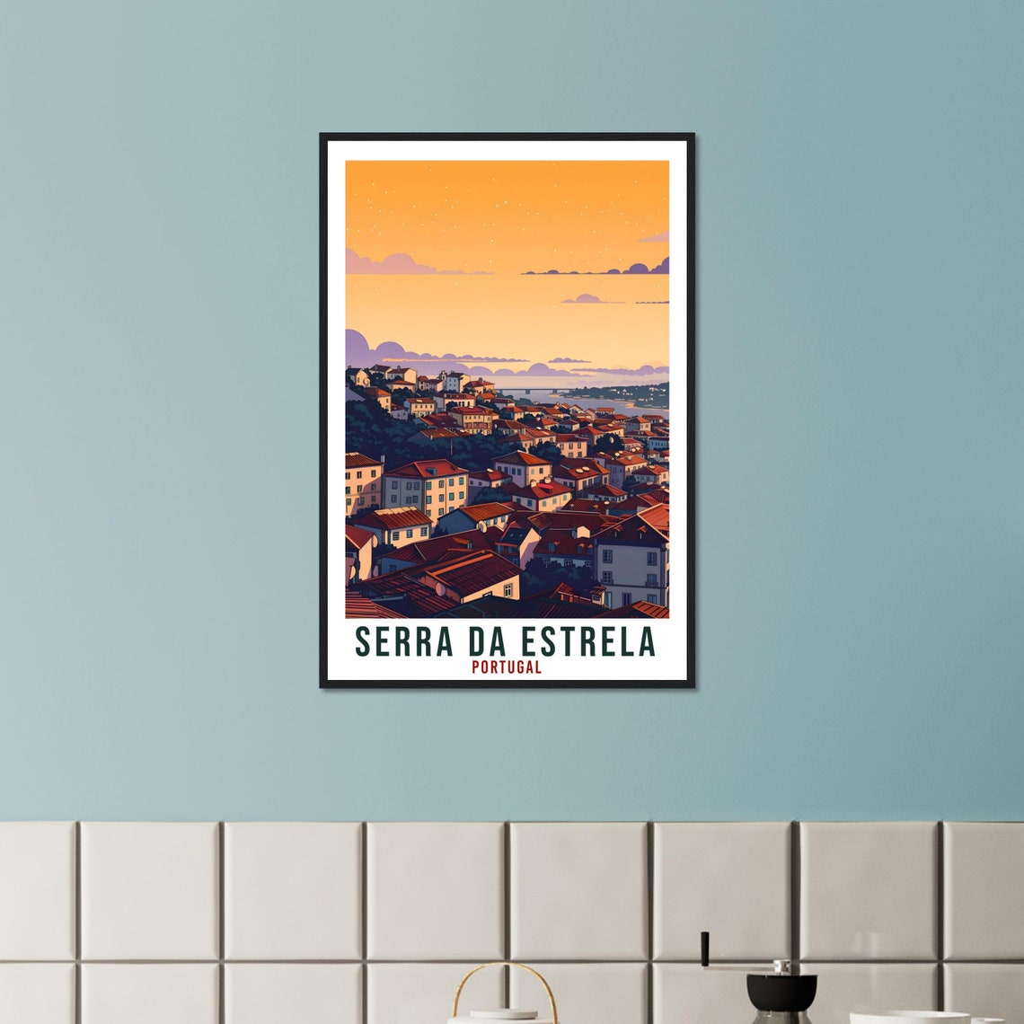 Serra da Estrela Portugal Sunset Rooftop Panorama City Travel Poster - Image 2