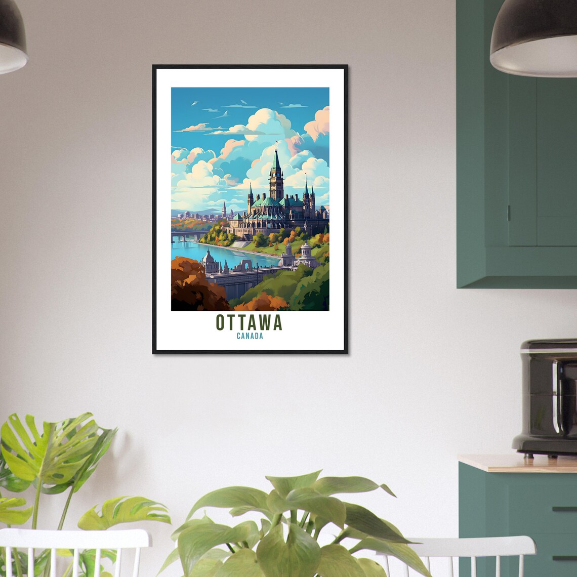 Ottawa Canada Parliament Hill Riverside Landmark Travel Poster - Image 2