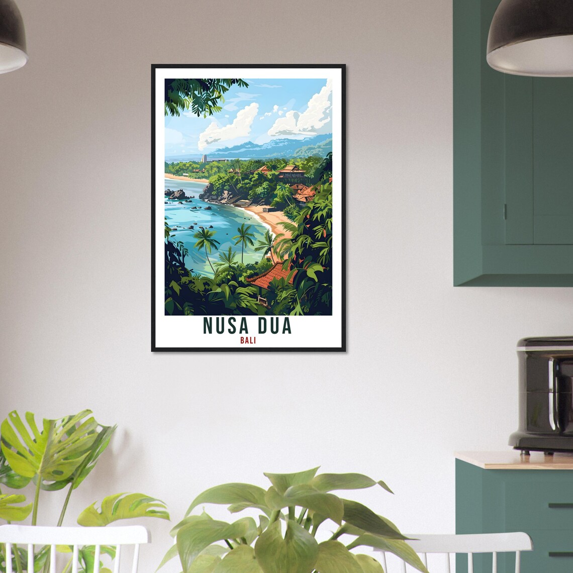 Nusa Dua Bali Tropical Bay Palm Beach Jungle Vintage Travel Poster - Image 2