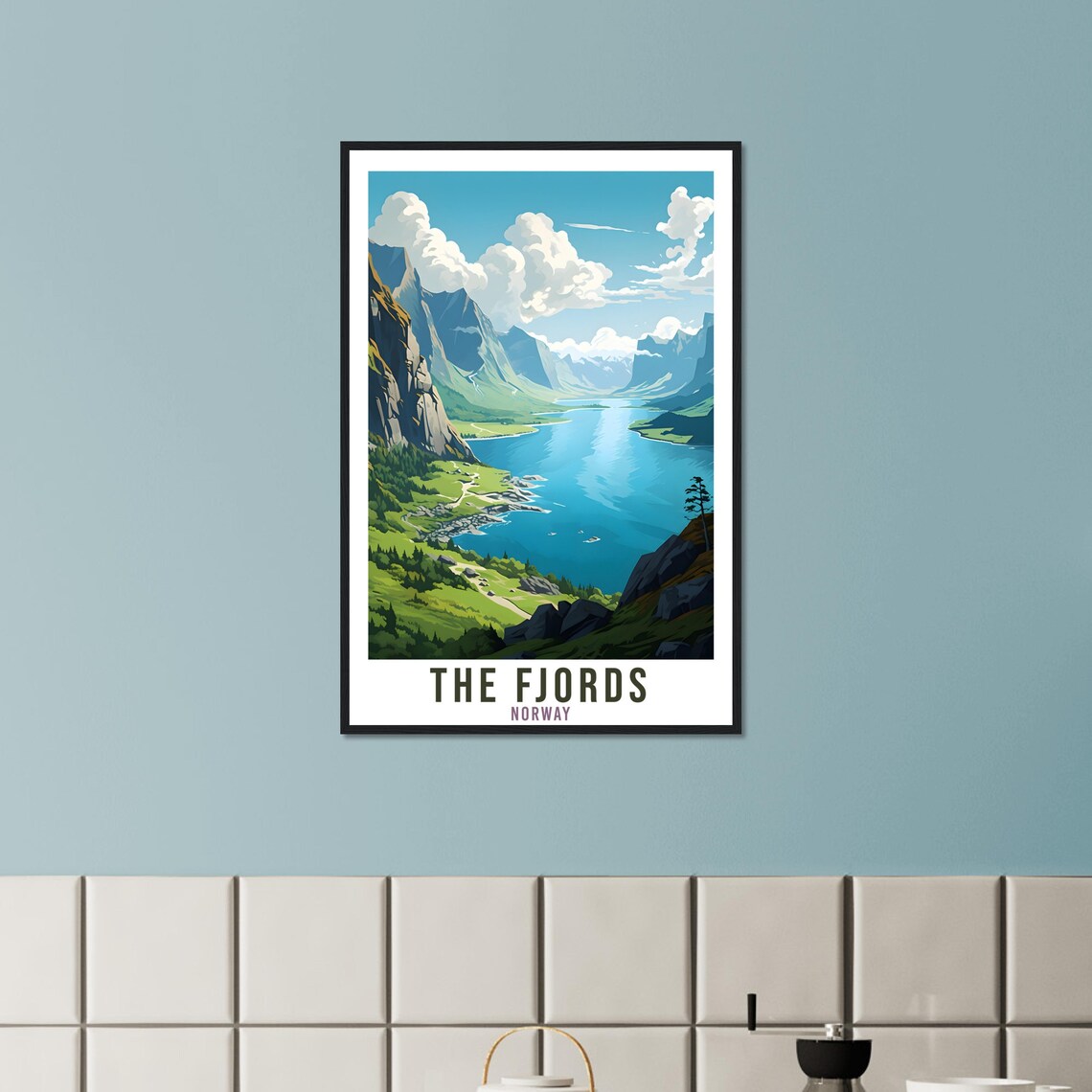 The Fjords Norway Fjord Valley Cliffs Boats Vista Travel Poster - Image 2