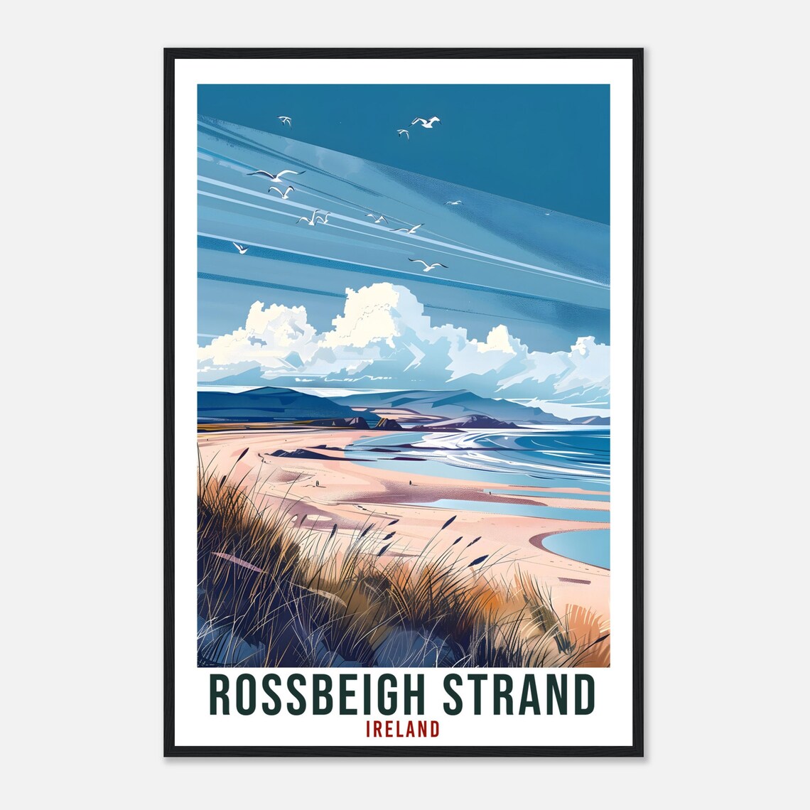 Rossbeigh Strand Ireland Golden Beach and Dunes Vintage Travel Poster - Image 4