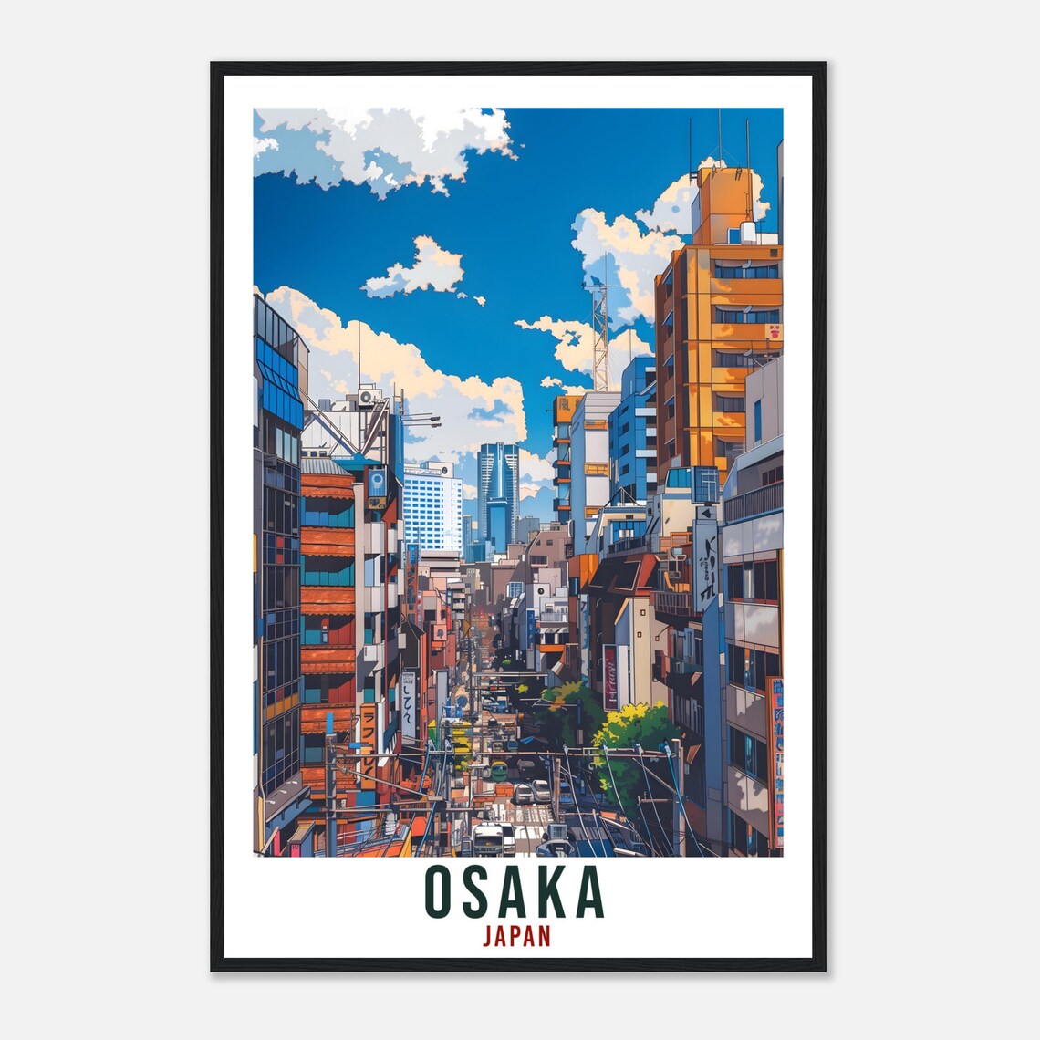 Osaka Japan Downtown Street Neon Signs Cityscape Travel Poster - Image 4