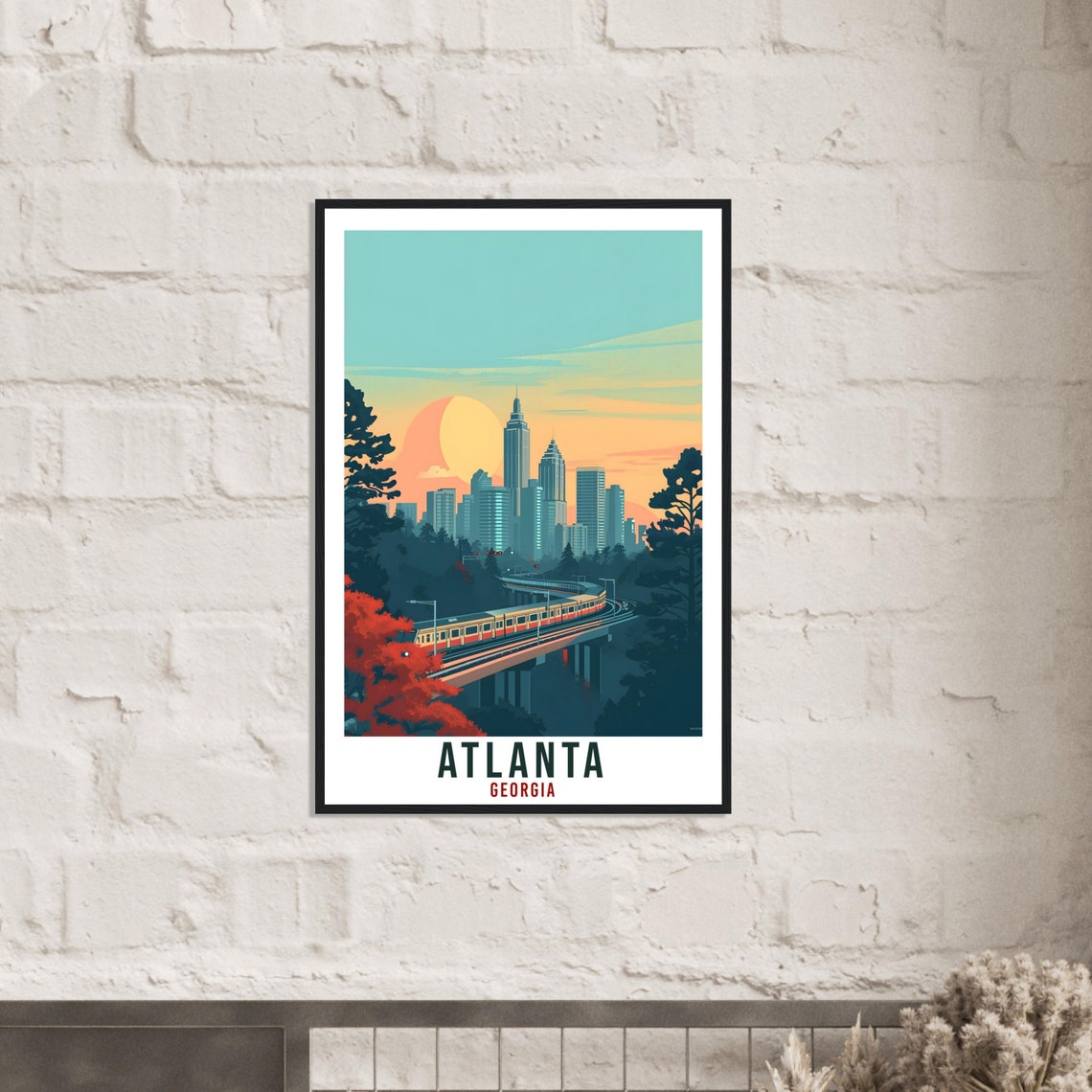 Atlanta Georgia Skyline Train Cityscape Sunset Travel Poster - Image 2