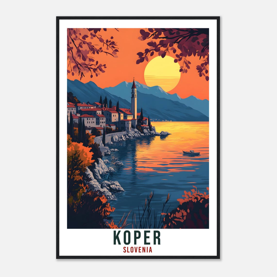 Koper Slovenia Coastal Sunset Poster With Harbor And Bell Tower - Image 4