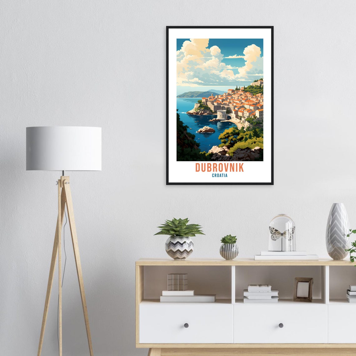 Dubrovnik Croatia Old Town Adriatic Cliffs Sunset Travel Poster - Image 2