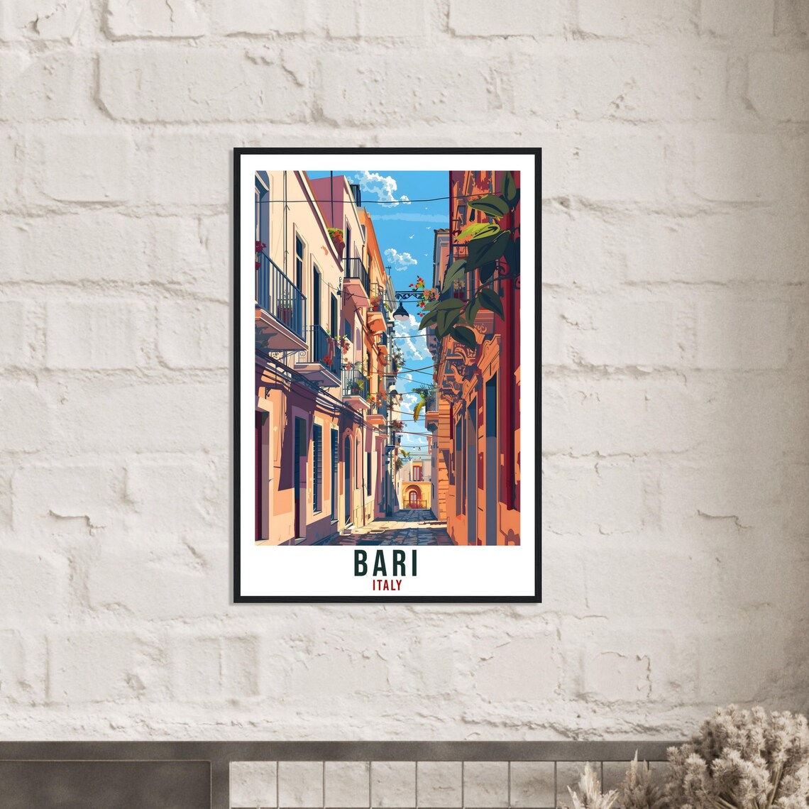 Bari Italy Old Town Balcony Street Mediterranean Vintage Travel Poster - Image 2