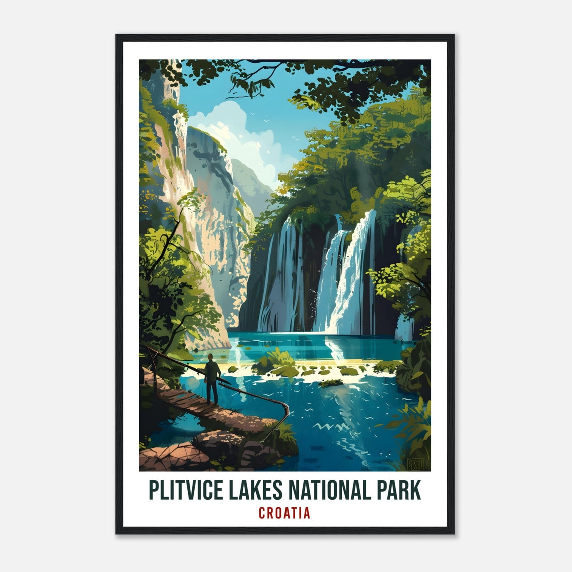 Plitvice Lakes National Park Croatia Waterfall Travel Poster - Image 4