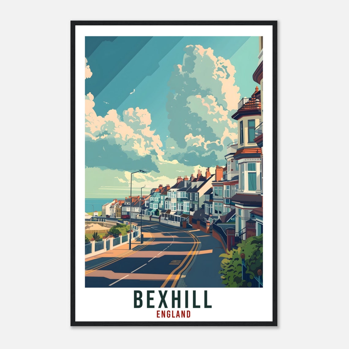 Bexhill England Seafront Edwardian Houses Coastal Travel Poster - Image 4