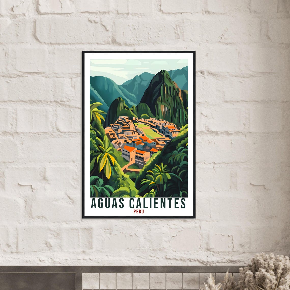 Aguas Calientes Peru Jungle Town Mountain Poster Illustration - Image 2