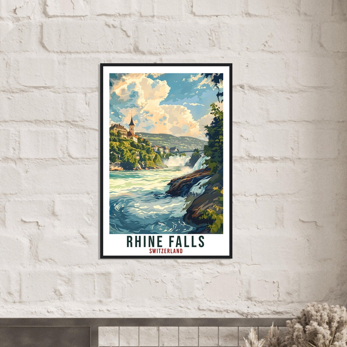 Rhine Falls Switzerland Waterfall Castle Vintage Travel Poster - Image 3
