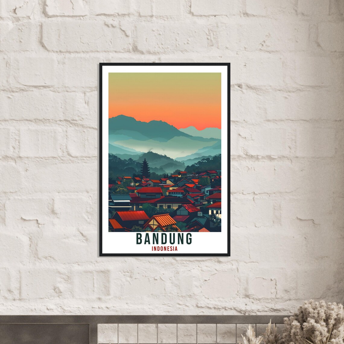 Bandung Bali Travel Print Bali Wall Art Wall Hanging Home Dcor Bandung Gift Landmark Artwork Travel Art Indonesia Bandung Travel Poster - Image 2
