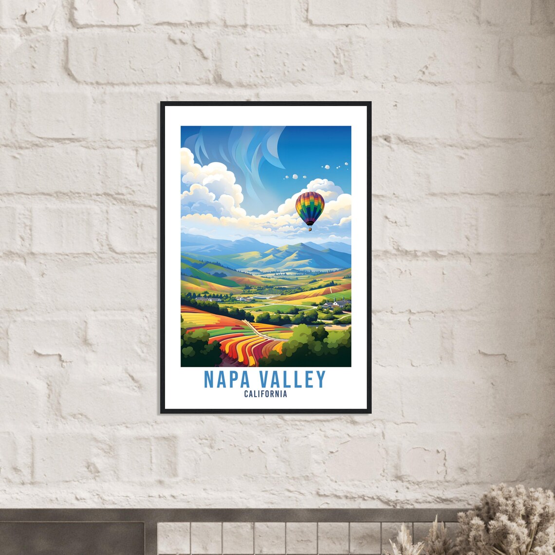 Napa Valley California Hot Air Balloon Vineyard Hills Travel Poster - Image 2