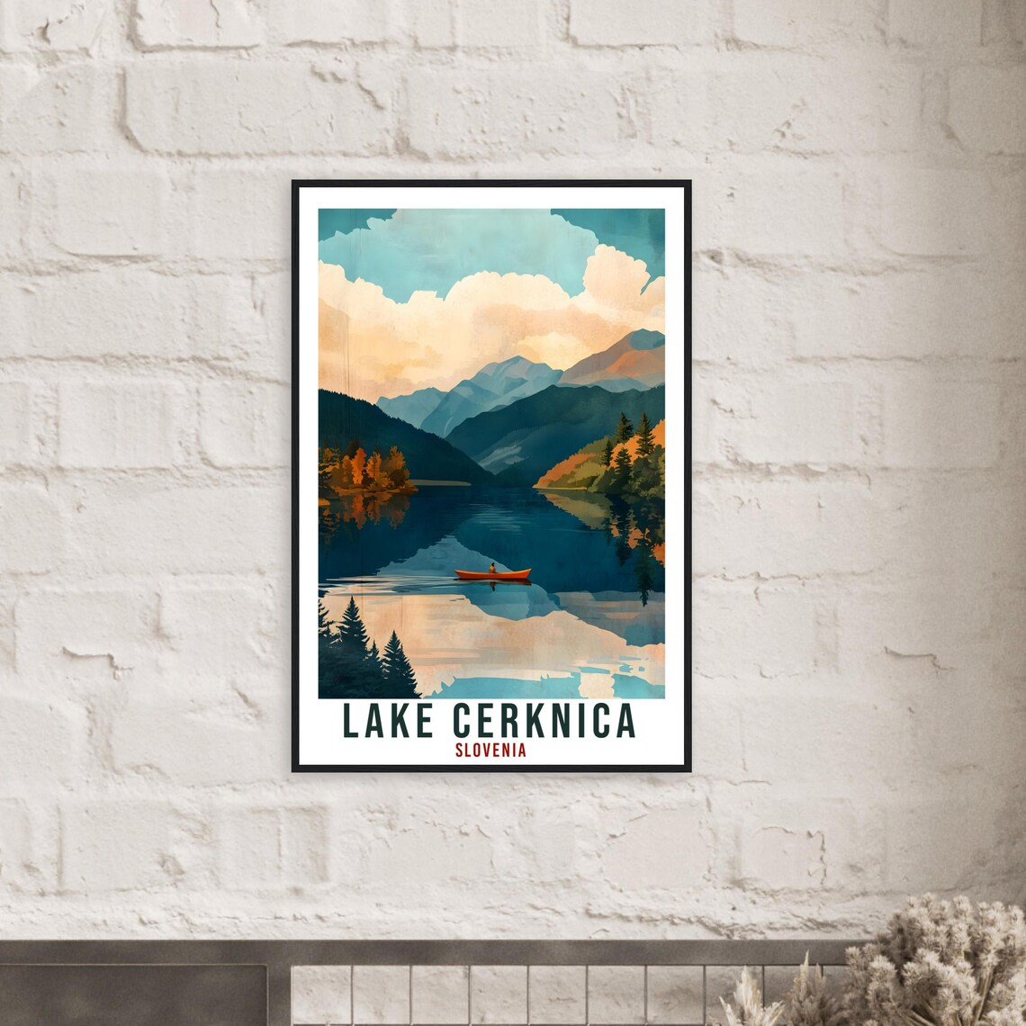 Lake Cerknica Slovenia Canoe Calm Water Vintage Travel Poster - Image 2