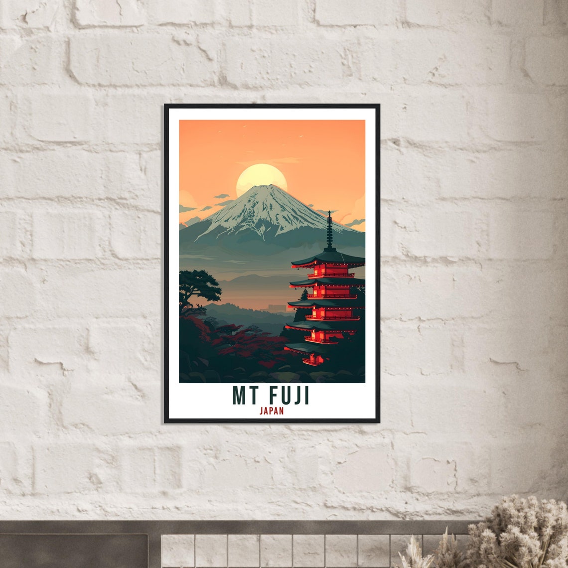 Mount Fuji Japan Chureito Pagoda Red Temple Sunset Travel Poster - Image 2