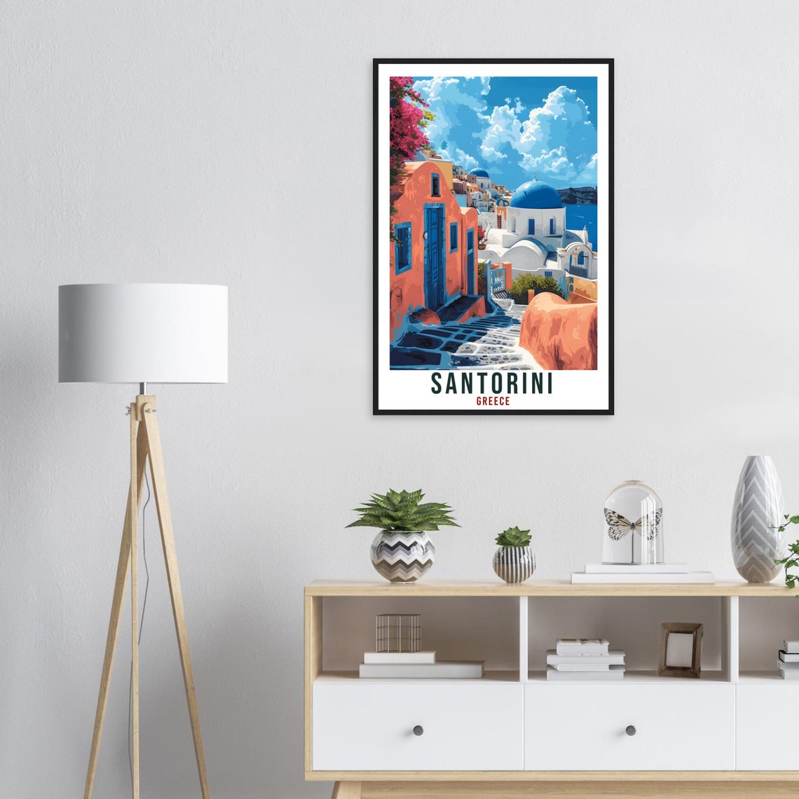 Santorini Greece Blue Domes Whitewashed Houses Travel Poster - Image 2