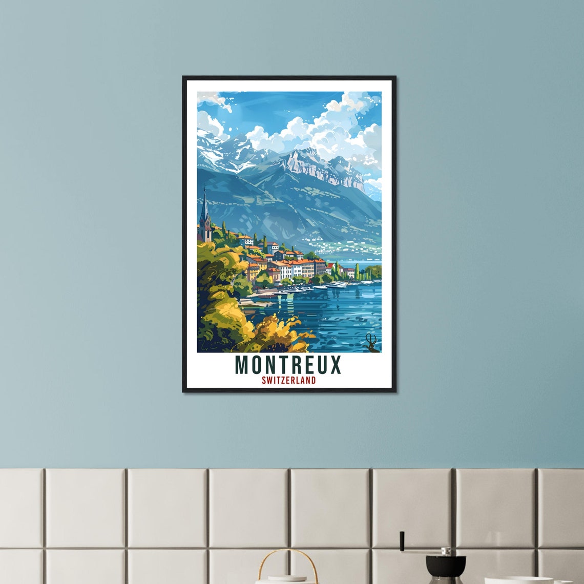 Montreux Travel Poster, Swiss Wall Art - Image 2