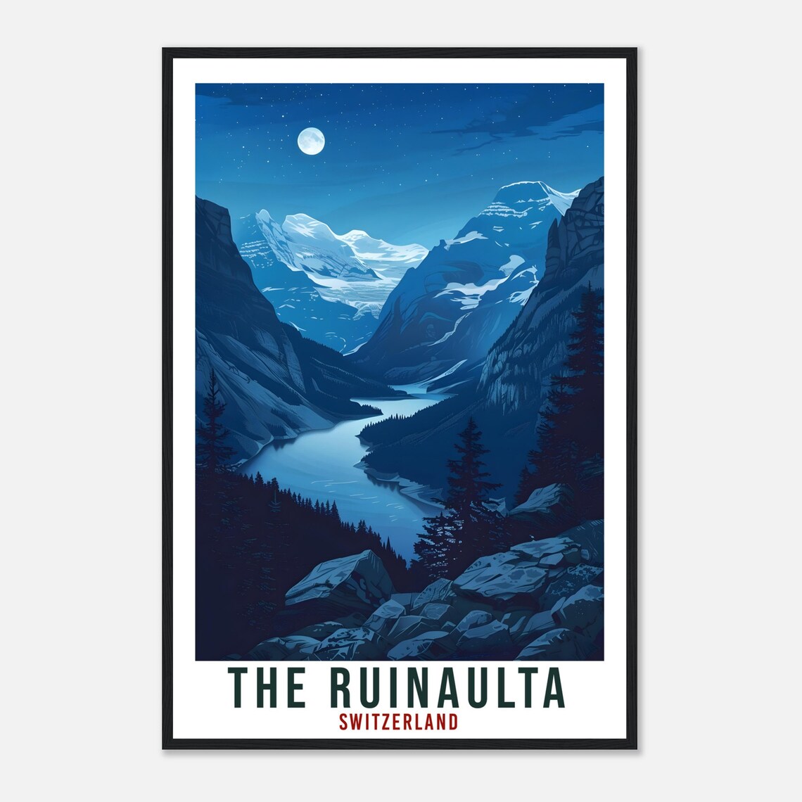 The Ruinaulta Switzerland Night Moonlit Gorge Canyon Travel Poster - Image 4