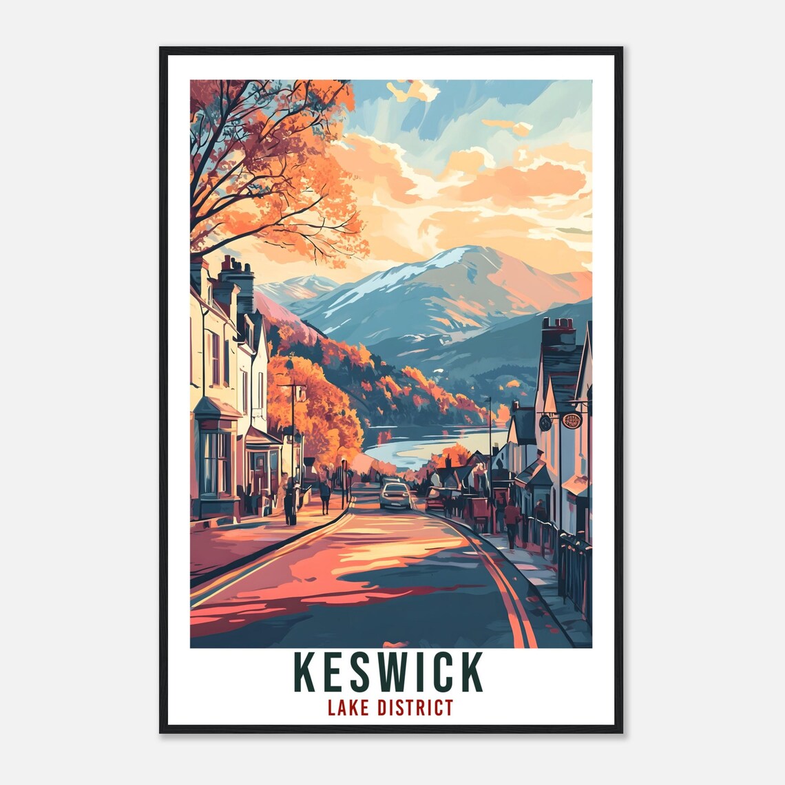 Keswick Lake District Sunset Main Street Vintage Travel Poster - Image 4