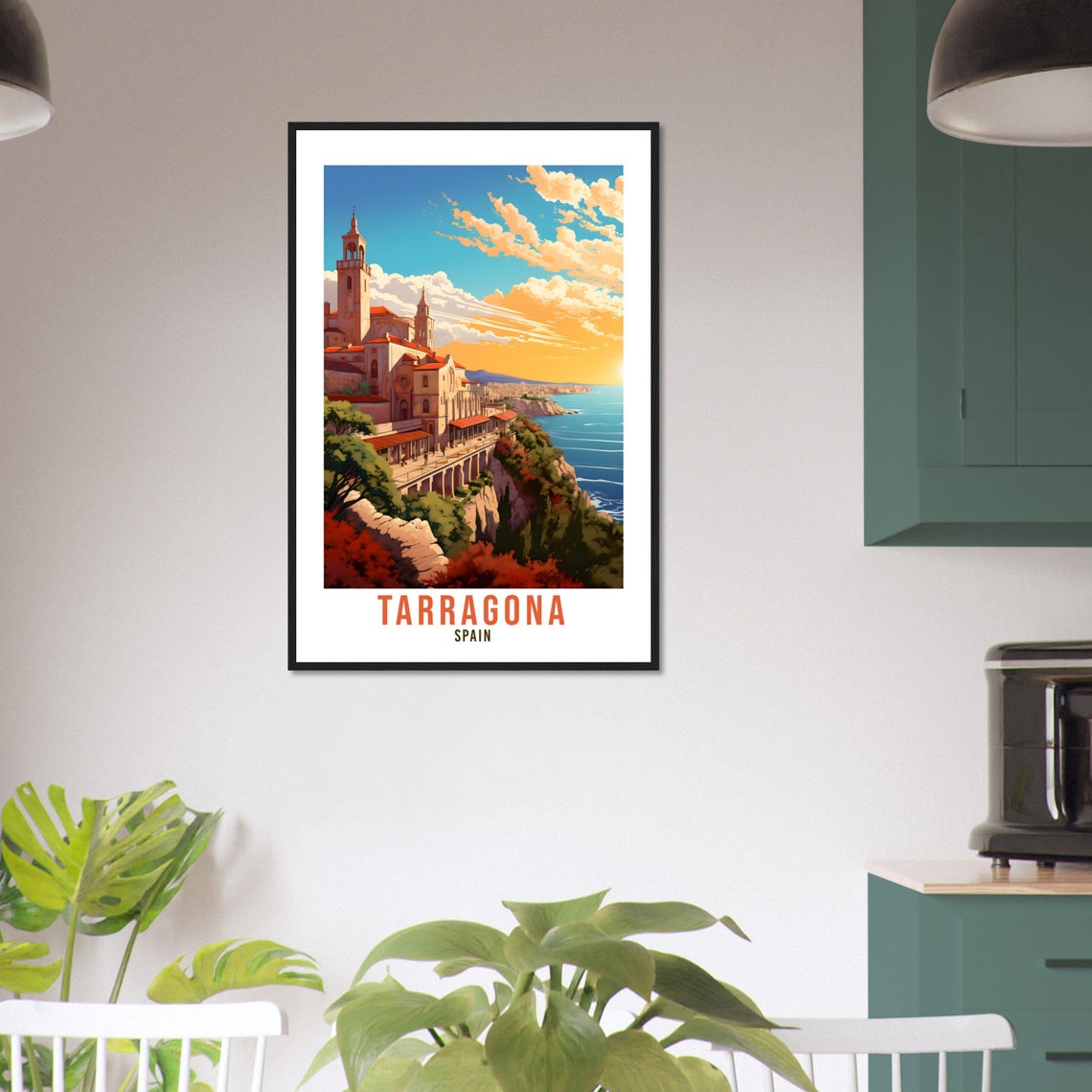 Tarragona Spain Coastal Cathedral Cliffs Vintage Travel Poster - Image 3