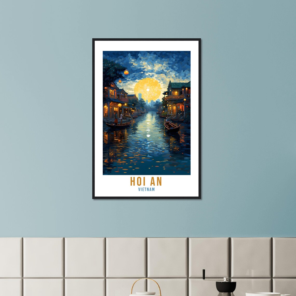 Hoi An Vietnam Lantern Moonlit River Night Old Town Travel Poster - Image 3